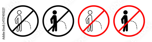 Urination Conduct Line Icon. Lavatorial Behavior Rule icon in outline and solid flat style. photo