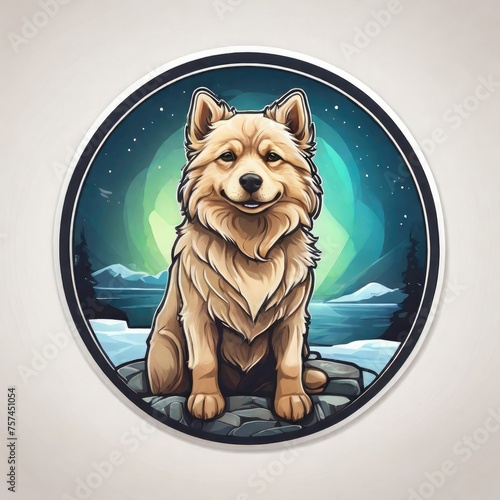 Vintage dog sticker, AI graphic design