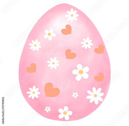 Pink Easter Egg with flower and heart