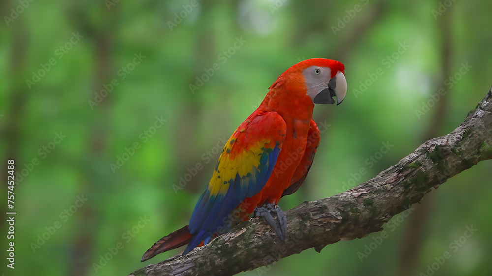 Obraz premium Most colorful single macaw or parrot birds With nature background
