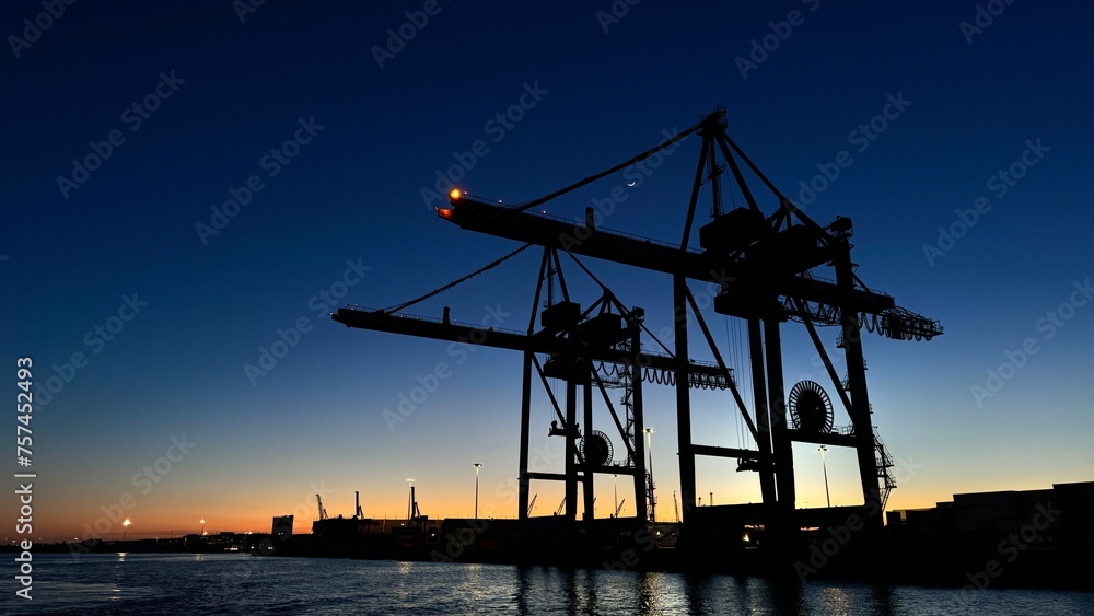 Obraz premium cranes at sunset