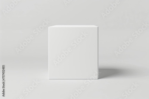 A white box sits on a white background