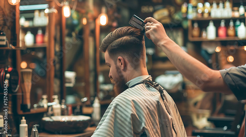 A Barber Using various tools and techniques such as scissors, clippers, and razors to achieve desired haircuts and styles
