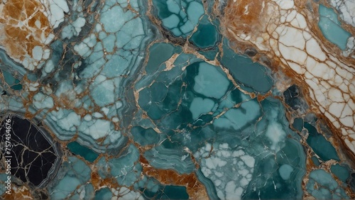 Closeup of teal agate marble pattern with soft brown accents, perfect for web backgrounds and cards, inspired by nature