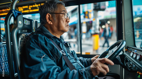 A Bus Driver Providing assistance to passengers with disabilities or special needs and responding to inquiries or concerns courteously and professionally photo