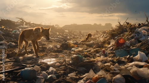 Animals scavenge and scatter garbage everywhere. The area around the garbage pile is dirty.