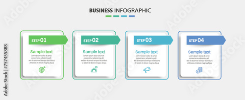 Infographic design template with icons and 4 options or steps. Can be used for process diagram, presentations, workflow layout, flow chart, info graph 
