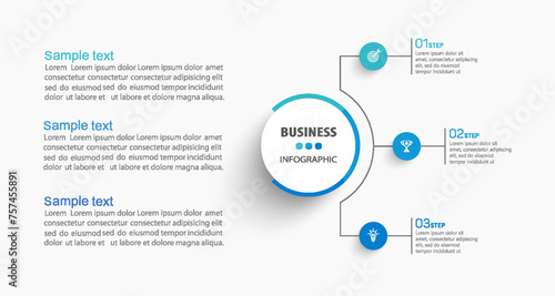 Modern business infographic template with 3 options or steps	