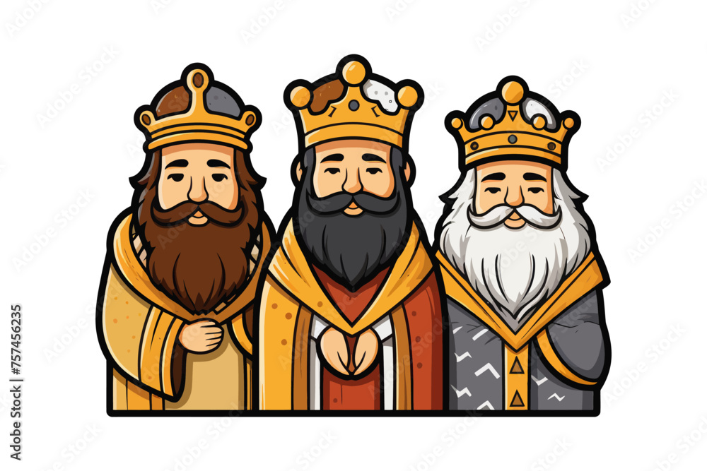 Naklejka premium Cartoon Three Kings. Vector illustration