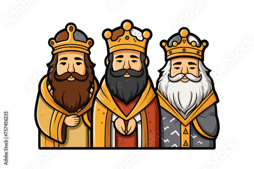 Cartoon Three Kings. Vector illustration