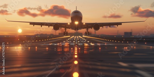 passenger plane takes off from the airfield Generative AI