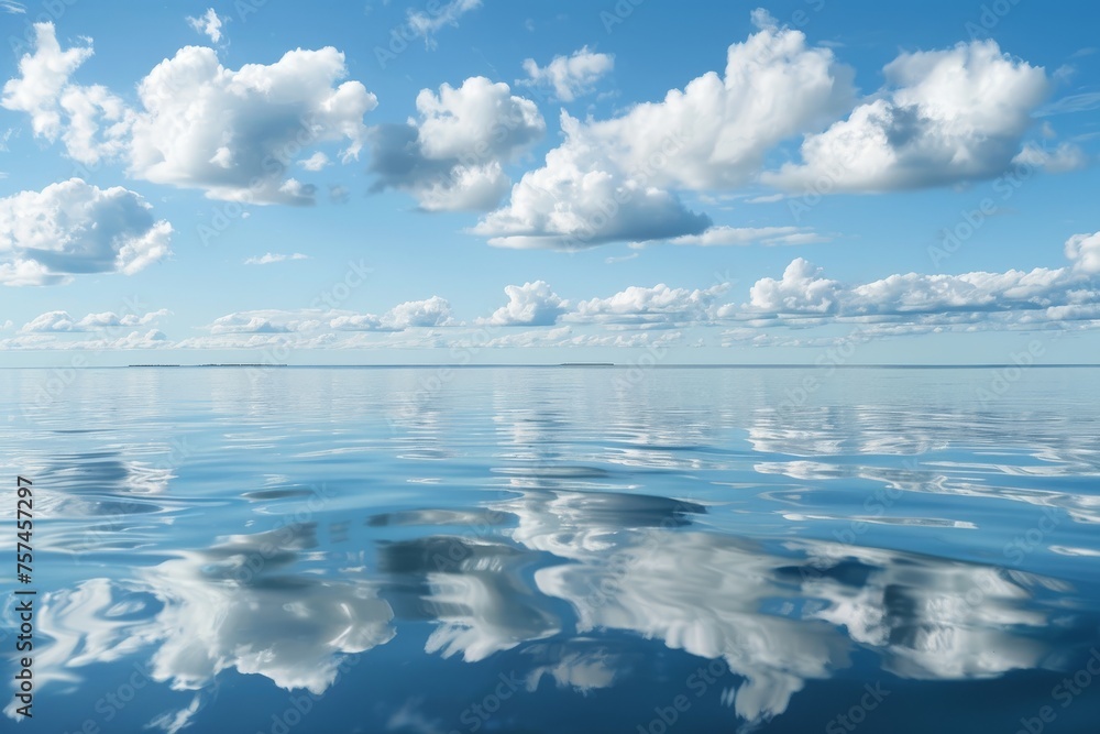 Fototapeta premium Serene Landscape of Calm Waters Under a Cloudy Sky