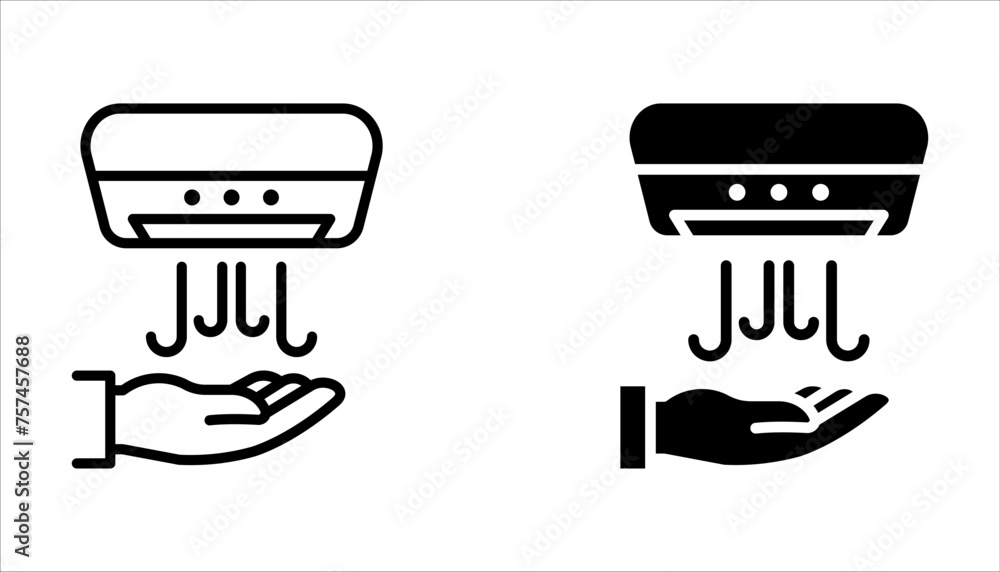 Hand dryer icons set. Vector symbols isolated on white background. Hand dryer icons set. Vector symbols isolated on white background.