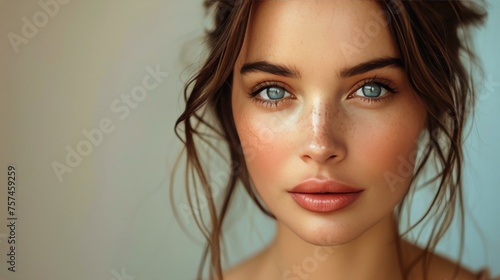 Beautiful Young Woman Posing With Blue Eyes