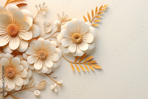 A bouquet of paper flowers is arranged in a vase on a white background