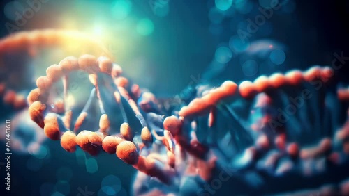 Decaying DNA on blur background. dna gene shape with a blurry background. Concept to help illustrate gene and drug therapy and research. photo