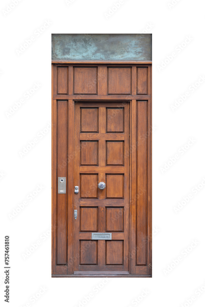 classic wooden entrance door, isolated, transparent background, png