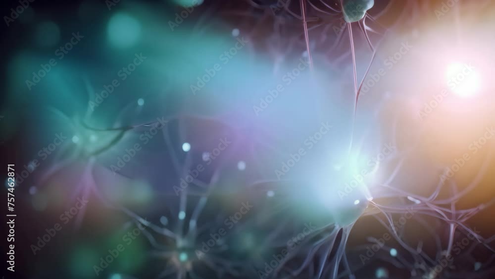 Neuron cell, 3d render, computer generated, with blue background ...