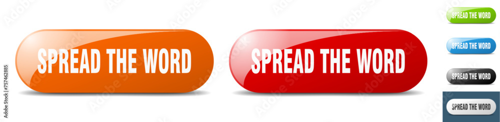 spread the word button. key. sign. push button set spread the word button. key. sign. push button set