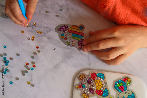 children's art kit diamond mosaic close-up intermediate process