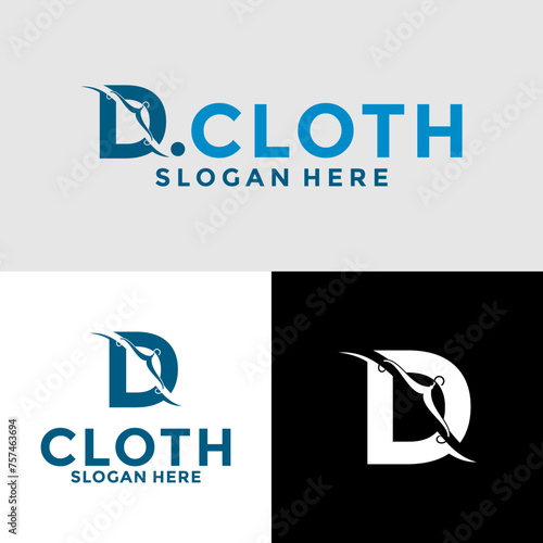clothing store with initial letter D logo design inspiration. Cloth Shop logo vector template
