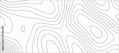 Abstract Topographic line art background. Mountain topographic terrain map background with white shape lines.Geographic map conceptual design.Black on white contour height lines. photo