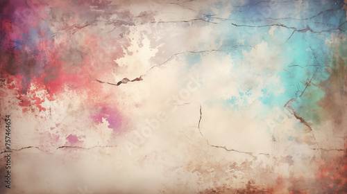 Abstract watercolor vintage background with splashes in pink and blue hues