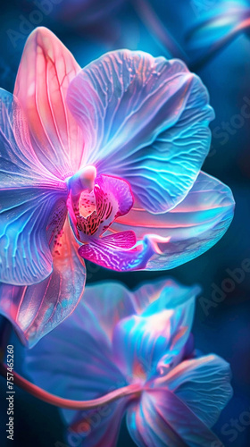 Purple orchid flower, opalescent colors.