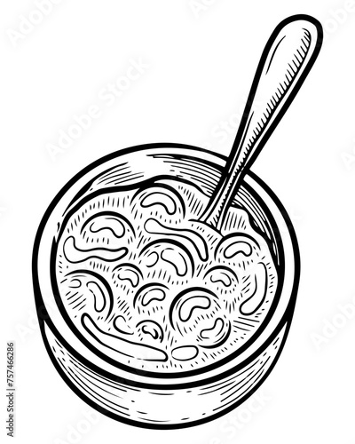 Bowl berry jam sketch. Topping for dessert. Sweet food Sugar fruits. Hand drawn vector illustration.