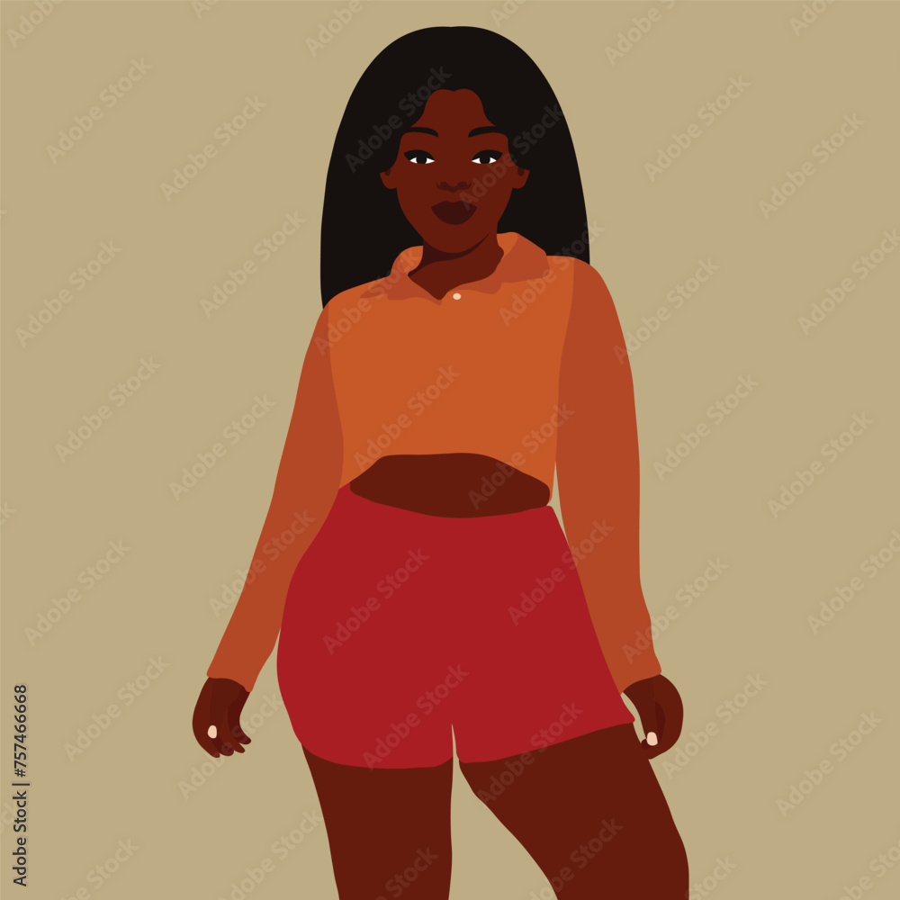 Stylish black woman in elegant art style vector Stylish black woman in elegant art style vector
