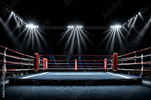 A boxing ring with a crowd of people watching