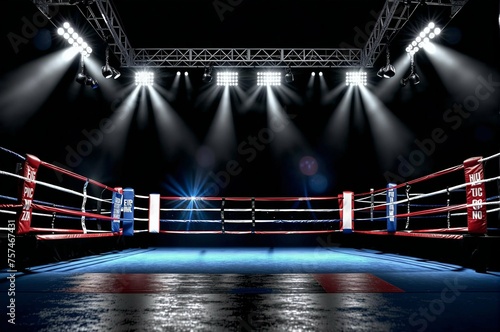 A boxing ring with a crowd of people watching