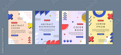 Set of abstract geometric memphis templates. Universal cover Designs for Annual Report, Brochures, Flyers, Presentations, Leaflet, Magazine