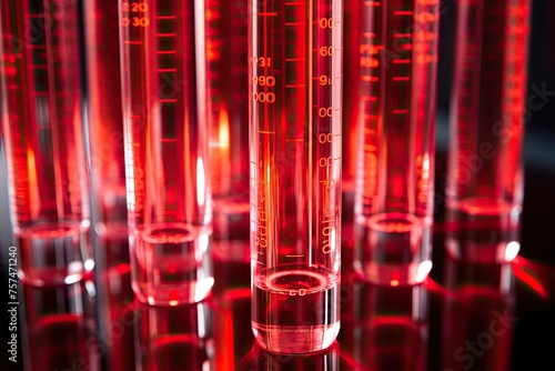 Test tubes filled with vibrant red liquid signify ongoing research and experimentation in the laboratory.