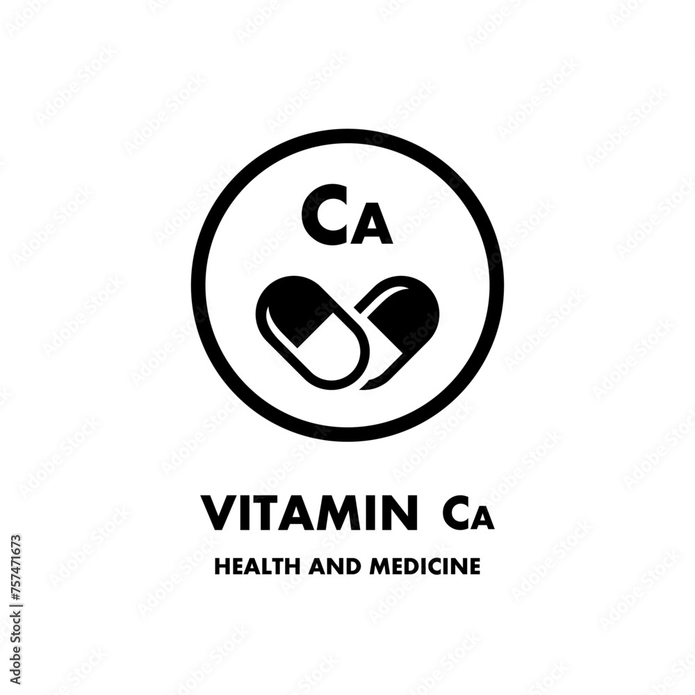 Vitamin Ca vector icon. Vector icon for health. Icon vitamin pill. Vitamin Ca vector icon. Vector icon for health. Icon vitamin pill.