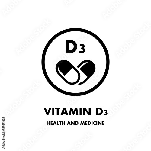 Vitamin D3 vector icon. Vector icon for health. Icon vitamin pill.