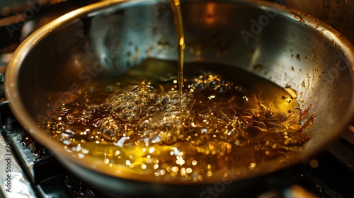 Recycling used cooking oil (UCO) as a sustainable raw material for biodiesel production, emphasizing the importance of industrial reuse and environmental conservation. photo
