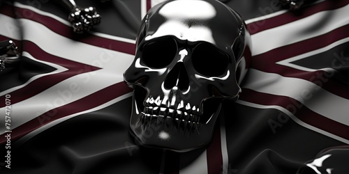 The pirate's emblematic skull flag symbolizes the lawless spirit and daring exploits of seafaring adventurers. photo