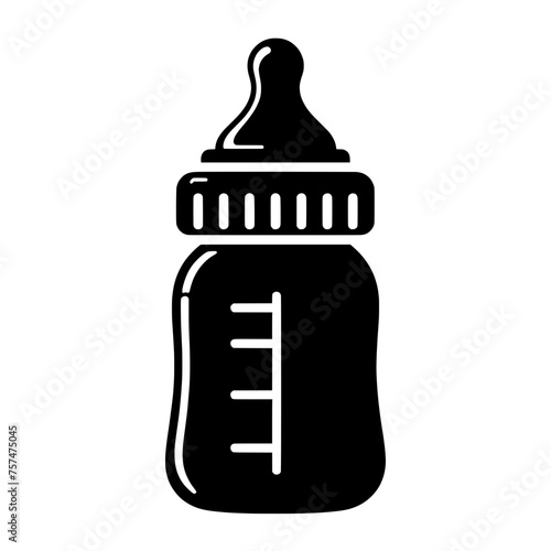 Vector illustration of a black baby bottle isolated on a transparent background – Bottle silhouette