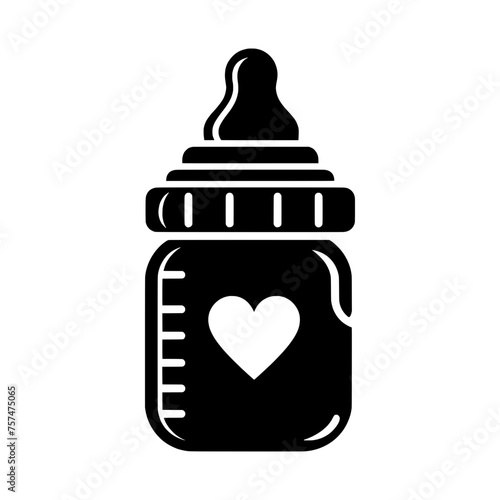 Vector illustration of a black baby bottle isolated on a transparent background – Bottle silhouette