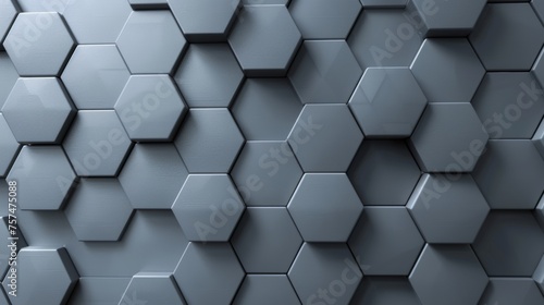 3D render depicting a grey hexagonal pattern for a sleek, modern geometric background.
