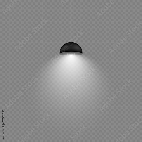 lamp shining with bright white light on a transparent background. decor for room vector illustration