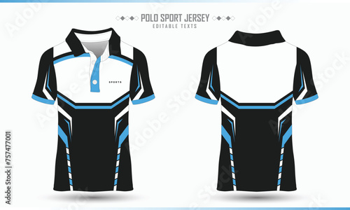 Polo Sport jersey design Front back tshirt Vector Template	