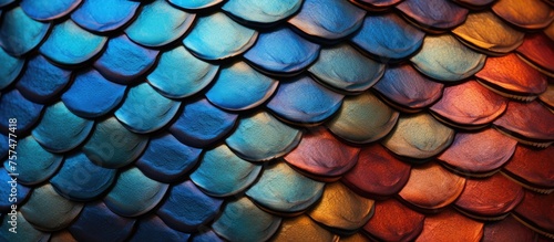 A detailed closeup of a dragons colorful scales resembles a mesmerizing pattern of electric blue circles, creating a symmetrical mesh on a road surface