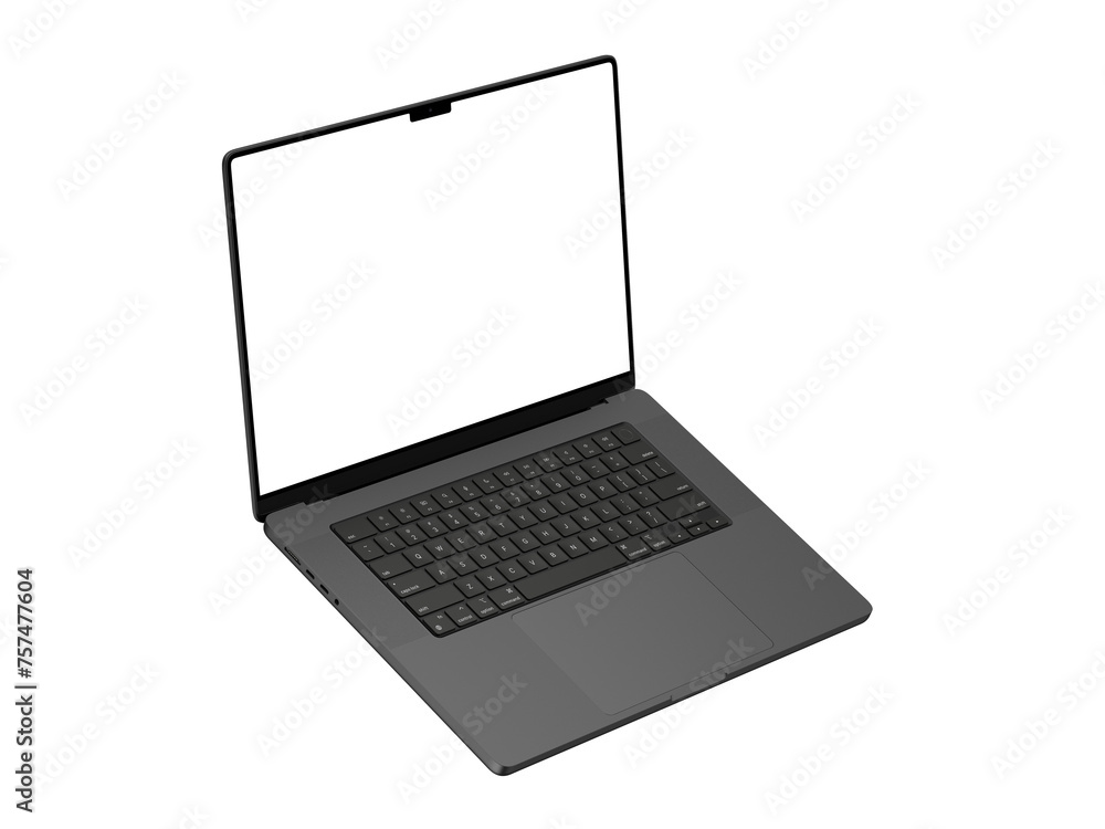 Macbook mockup with transparent screen for inserting images, isolated on white background, space black body. Whole in focus. Highly detailed. Macbook mockup with transparent screen for inserting images, isolated on white background, space black body. Whole in focus. Highly detailed.