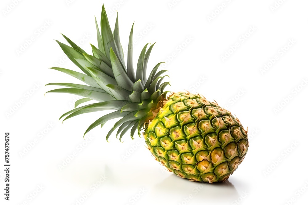 Whole pineapple isolated on a white background. Summer fruit concept. Design for banner, poster. Healthy food Whole pineapple isolated on a white background. Summer fruit concept. Design for banner, poster. Healthy food