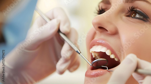 A Dental Hygienist Applying fluoride treatments or dental sealants to prevent tooth decay photo