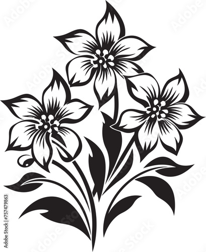 Floral Fusion Harmonious Blooms in Vector Black Logo Icon Petals of Power Bold Flower Vector Black Logo Design