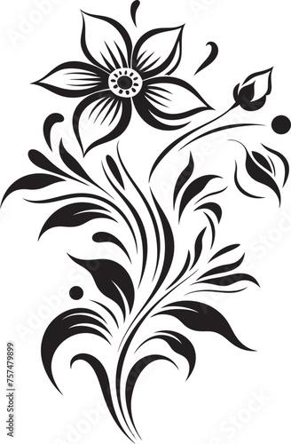 Garden Glamour Luxurious Blooming Flower Vector Black Logo Icon Whimsical Blooms Charming Vector Black Logo Icon with Blooming Flowers