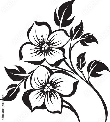 Luxury Blooms Opulent Vector Black Logo Icon with Blooming Flowers Radiant Florals Glowing Blooming Flower Vector Black Logo
